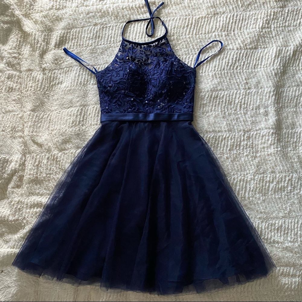 Blue halter dress